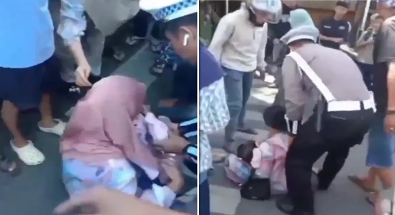 Kondisi di lokasi kecelakaan lalu lintas di perempatan Jalan Ahmad Yani, Watampone, Kabupaten Bone, yang melibatkan mobil yang dikemudikan seorang perwira polisi dengan sepeda motor. Insiden tersebut mengakibatkan seorang balita meninggal dunia (Foto kolase).