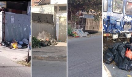 Potret tumpukan sampah rumah tangga di sejumlah titik di Kelurahan Borong, Kecamatan Manggala, Kota Makassar, yang disebut warga tidak diangkut selama lima hari. (Foto kolase)