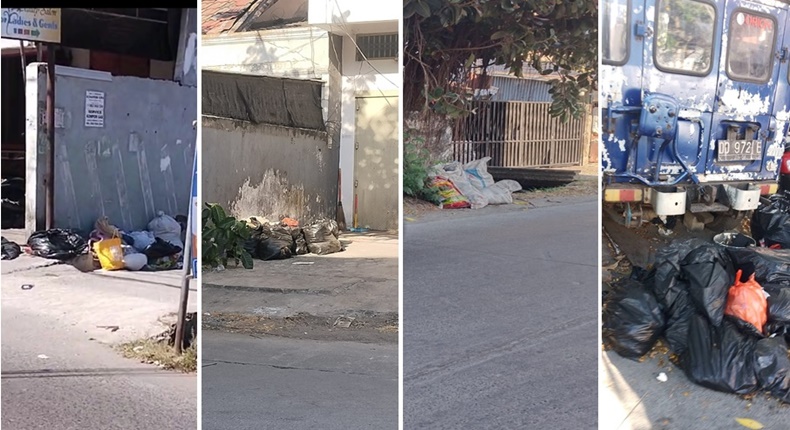 Potret tumpukan sampah rumah tangga di sejumlah titik di Kelurahan Borong, Kecamatan Manggala, Kota Makassar, yang disebut warga tidak diangkut selama lima hari. (Foto kolase)