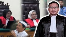 Advokat Wawan Nur Rewa, S.H., M.H. bersama Majelis Hakim Pengadilan Negeri Sungguminasa dalam sidang perkara Ilyas Sitaba yang berujung vonis bebas dalam perkara Nomor 132/Pid.B/2026/PN Sgm. (Foto kolase).