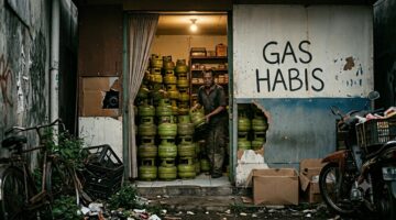 Ilustrasi penimbun LPG 3 Kg dan kios nakal (Visual AI)
