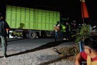 Truk bermuatan balok kayu yang diamankan petugas KPH Rongkong di Jalur Trans Provinsi Sabbang-Tallang Sae, Luwu Utara, Kamis (17/9/2026). Kasus tersebut kini dalam pemeriksaan Unit Tipiter Polres Luwu Utara.