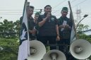 Direktur LKBHMI HMI Cabang Makassar, Alif Fajar, S.H., saat menyampaikan pernyataan sikap mendesak Mabes Polri mengevaluasi penanganan perkara dan menguji rantai komando Polda Sulsel.