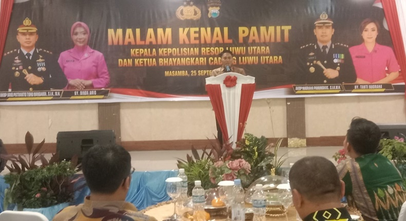 Ketua DPRD Lutra Hadiri Pisah Sambut Kapolres di Hotel Bukit Indah Masamba
