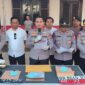 Kapolresta Gowa Kombes Pol. Muh Yusuf Usman didampingi jajaran pejabat utama saat memimpin press release pengungkapan kasus penipuan dan penggelapan 19 mobil rental bermodus operasional MBG di halaman Mapolres Gowa.