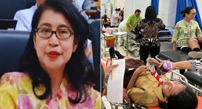 Foto Kolase - Perwakilan Yayasan Magnolia Champaca Virginiana bernama Louice Cristiana dan sejumlah siswa keracunan MBG di Tator
