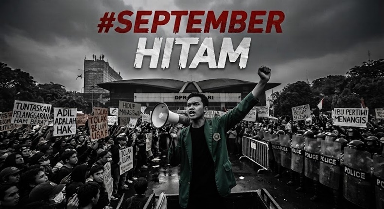 Ilustrasi September Hitam (Visual AI)
