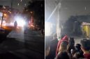 Tangkapan layar video memperlihatkan tawuran antarkelompok di Jalan Kandea III, Makassar, Minggu (27/9/2026). Bentrokan diwarnai perang petasan dan serangan busur, sementara sejumlah warga tampak berkerumun di sekitar lokasi saat aksi saling serang berlangsung. (Foto kolase)