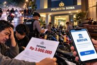 Ilustrasi penindakan balap liar di Gowa yang menuai sorotan terkait denda hingga Rp3 juta dan mekanisme pembayaran melalui BRIVA. (Visual AI). 