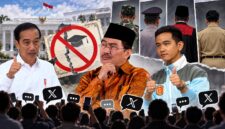 Ilustrasi Jokowi, Gibran, dan Jimly Asshiddiqie terkait usulan penghapusan syarat ijazah bagi capres dan cawapres yang memicu perdebatan warganet. (Visual AI)