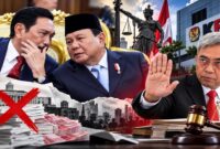 Luhut Binsar Pandjaitan tampak berbincang dengan Presiden Prabowo Subianto, sementara Ketua KPK Setyo Budiyanto menegaskan penolakannya terhadap usulan penghapusan unsur kerugian negara dalam penanganan tindak pidana korupsi. (Ilustrasi AI)