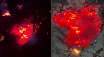 Tangkapan layar video lubang api di bawah tanah di wilayah Kalimantan Tengah. (Foto kolase)