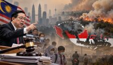 Ilustrasi kabut asap karhutla Indonesia yang memicu ancaman gugatan kompensasi dari Malaysia. (Visual AI)