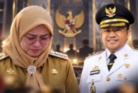 Sitti Husniah Talenrang dan Darmawangsyah Muin menyusul terbitnya SK Kemendagri terkait pemberhentian Bupati Gowa dan penunjukan Darmawangsyah Muin sebagai Plt Bupati Gowa (Visual AI)