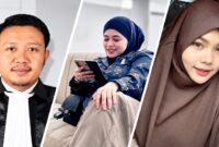 Kuasa hukum RA, Wawan Nur Rewa (kiri), tersangka penipuan dan penggelapan Andi Hudayani Agung (AHA, tengah), dan Riski Amaliyah (RA, kanan). (Foto kolase).