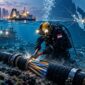 Ilustrasi kabel internet bawah laut di tengah memanasnya hubungan Indonesia–Singapura terkait kebijakan ekspor gas. (Visual AI).