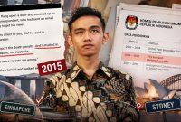 Ilustrasi bantahan Gibran Rakabuming Raka pada 2015 bahwa dirinya berkuliah di Singapura, bukan Australia (Visual AI)