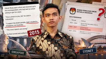 Ilustrasi bantahan Gibran Rakabuming Raka pada 2015 bahwa dirinya berkuliah di Singapura, bukan Australia (Visual AI)
